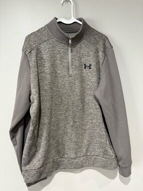 Under Armour Taupe Heathered Half-Zip Pullover with Black Logo